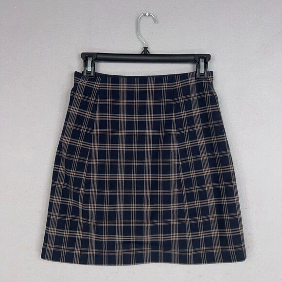 Aritzia Babaton Skirt Women 0 Yellow Black Plaid Dark Academia Preppy Schoolgirl - Picture 6 of 15